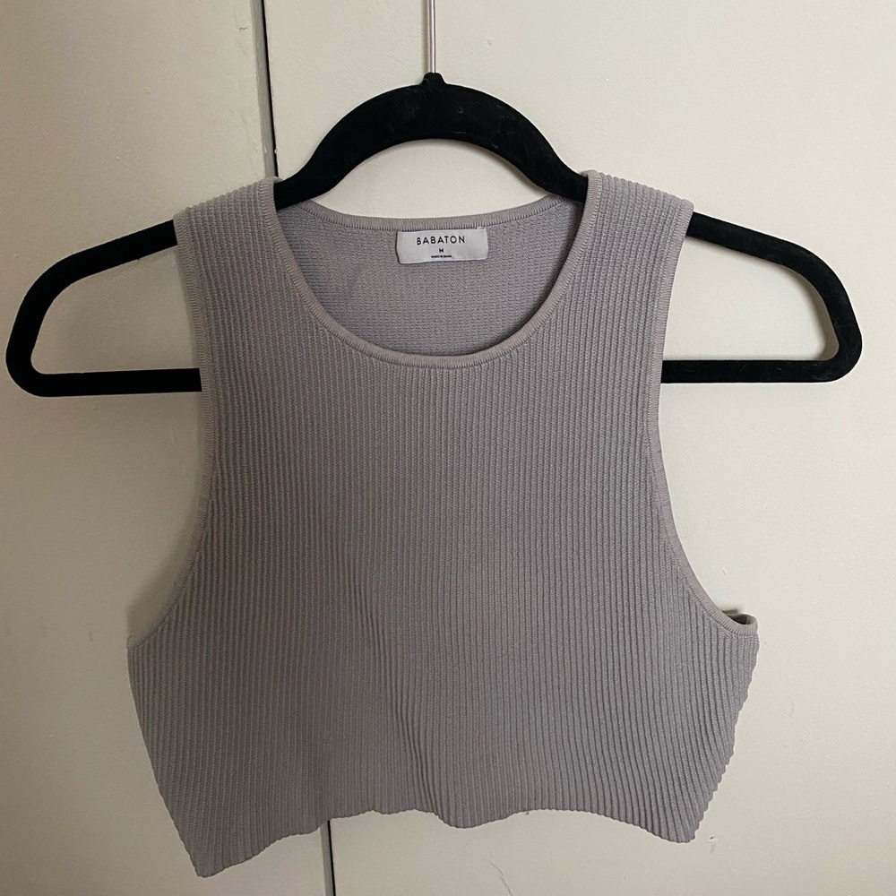 Babaton Sculpt Knit Racer Tank Cropped - GREY